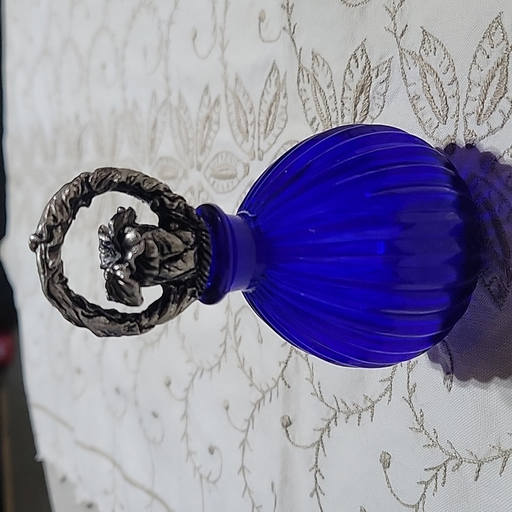 Cobalt blue perfume bottle